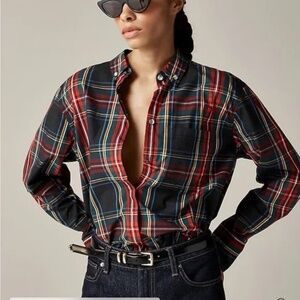 J.Crew Embellished Garçon button up shirt Stewart tartan plaid cotton poplin 12